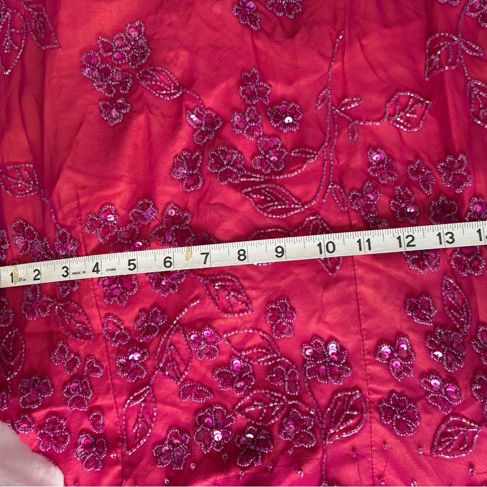Beaded Floral Fuchsia Evening Gown - Picture 12 of 12